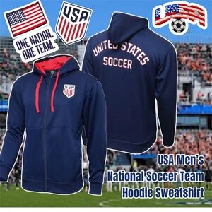 USA Men's National Soccer Team Navy Hoodie Sweatshirt, Size XL (Navy/Red)